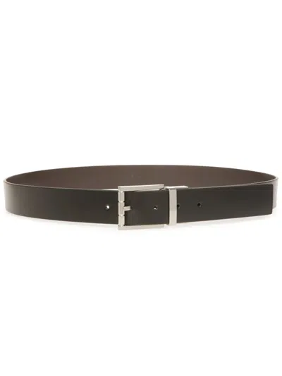Bally Black Reversible Cowhide Leather Belt In Brown