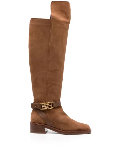 Bally Eloire Suede Long Boots In Braun