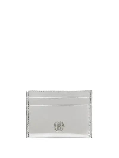 Bally Emblem Cch Leather Cardholder In Silver
