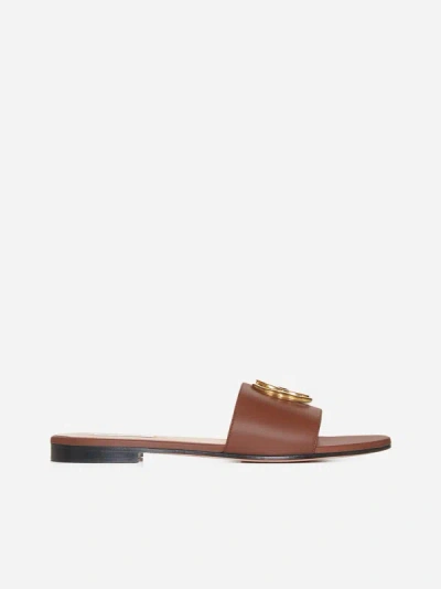 Bally Ghis Leather Flat Sandals In Tan