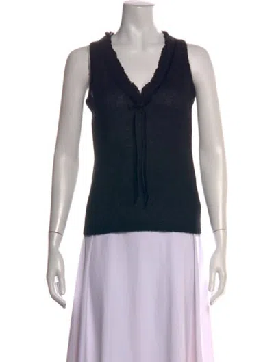 Pre-owned Bally Kid Mohair V-neck Top In Black