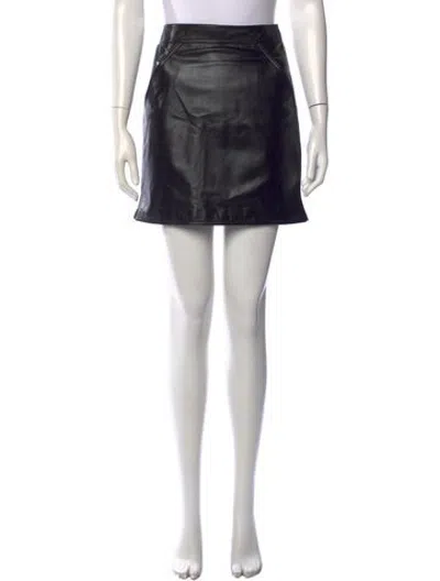 Pre-owned Bally Lamb Leather Mini Skirt W/ Tags In Black