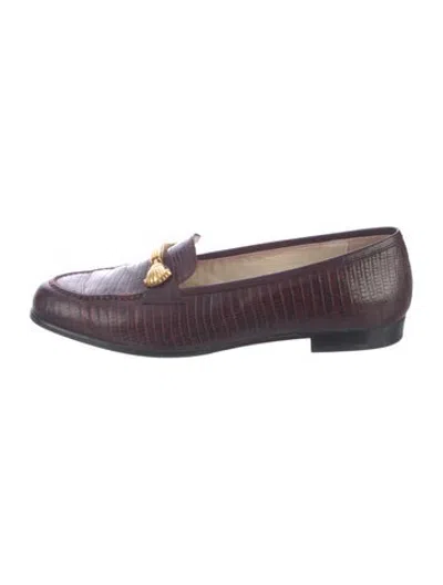 Pre-owned Bally Leather Animal Print Loafers In Purple