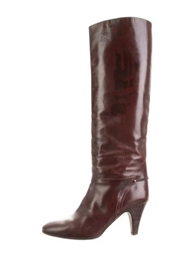 Pre-owned Bally Leather Riding Boots In Burgundy