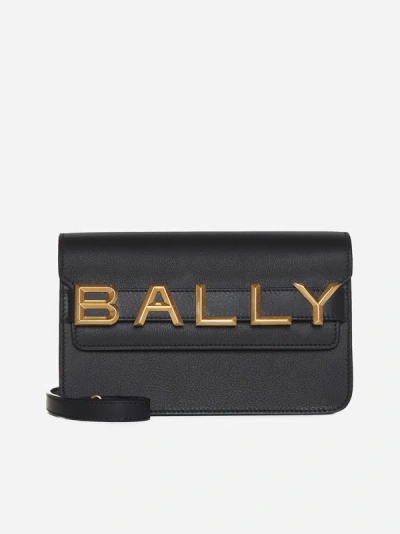 Bally Logo Leather Crossbody Bag In Black