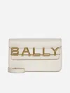 Bally Logo-lettering Leather Bag In Bone 21+oro