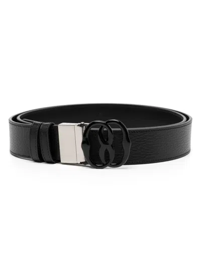 Bally Logo-buckle Reversible Leather Belt In Black
