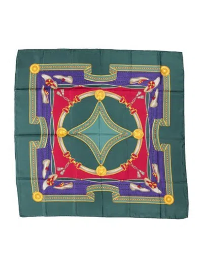 Pre-owned Bally Silk Graphic Print Scarf In Green