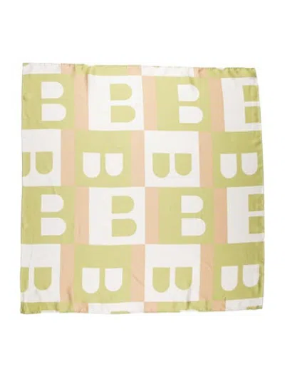 Pre-owned Bally Silk Graphic Print Scarf In Green/neutrals