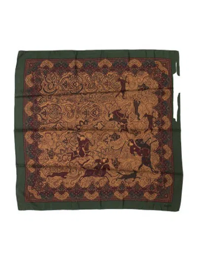 Pre-owned Bally Silk Paisley Print Scarf In Green