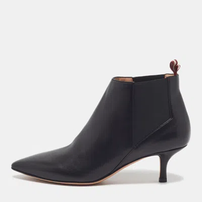 Pre-owned Bally Size 34.5 Black Leather Ankle Length Boots