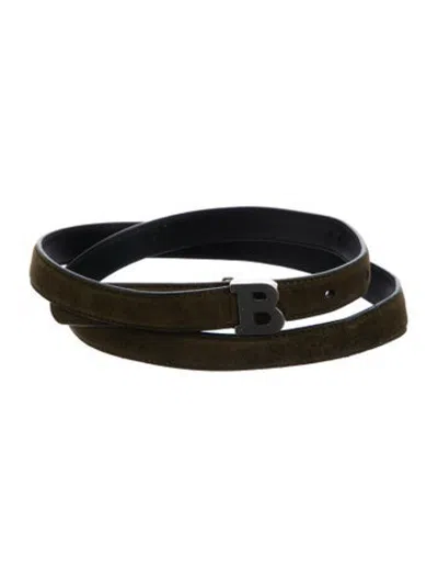 Pre-owned Bally Skinny Suede Waist Belt In Green