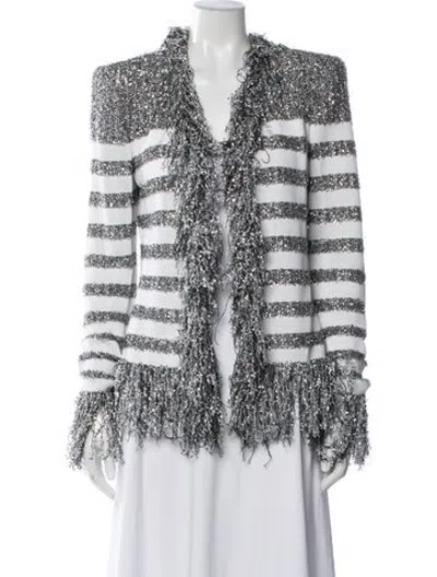 Pre-owned Balmain 2018 Striped Jacket In Metallic/white