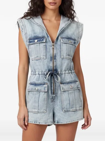 Pre-owned Balmain Acid-wash Hooded Vest In Blue