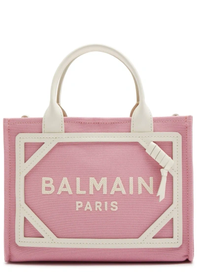 Balmain B-army Small Canvas Tote In Pink