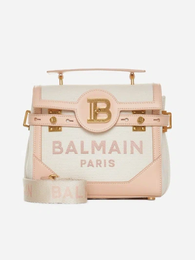 Balmain B-buzz 23 Logo-plaque Shoulder Bag In Cream,nude Rose'