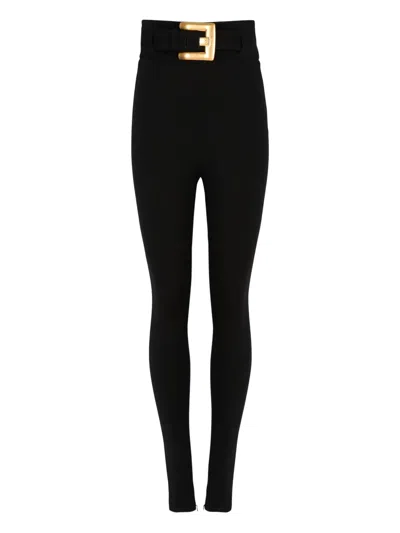 Balmain Buckle-embellished Trousers In Black