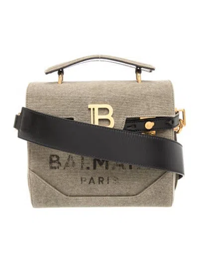 Pre-owned Balmain Canvas Top Handle Bag In Green