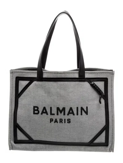 Pre-owned Balmain Canvas Tote In Grey