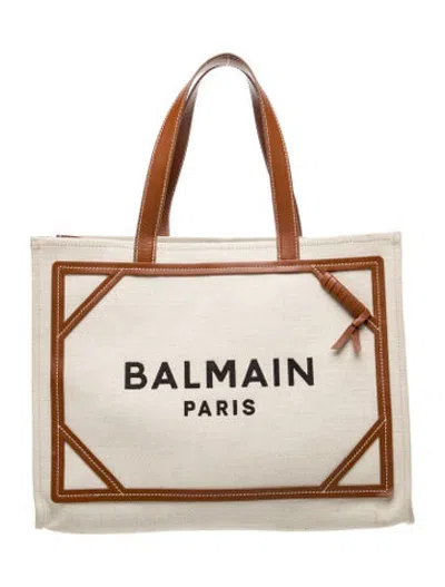 Pre-owned Balmain Canvas Tote In Neutrals