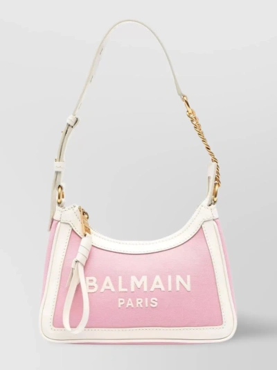 Balmain Chain And Leather Shoulder Bag In Pink