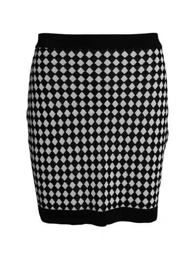 Pre-owned Balmain Checked Pencil Mini Skirt In Black