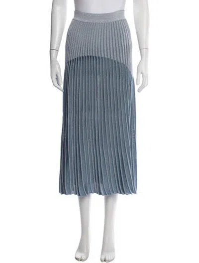 Pre-owned Balmain Colorblock Pattern Midi Length Skirt In Blue