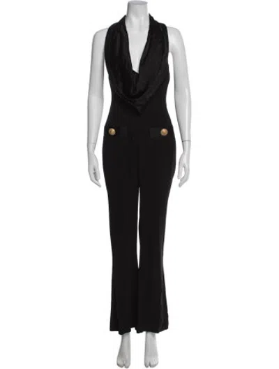 Pre-owned Balmain Cowl Neck Jumpsuit In Black