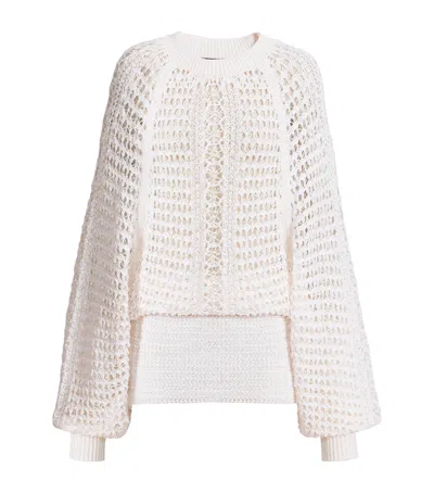 Balmain Crochet Mini Dress In White