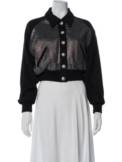 Pre-owned Balmain Graphic Print Bomber Jacket In Black