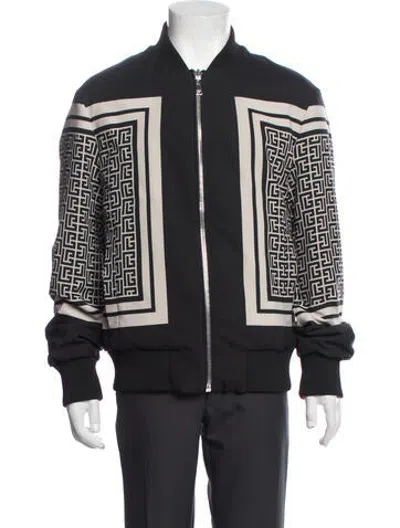 Pre-owned Balmain Graphic Print Bomber Jacket W/ Tags In Black