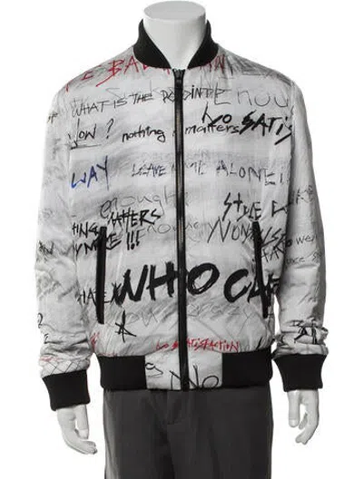 Pre-owned Balmain Graphic Print Bomber Jacket In White