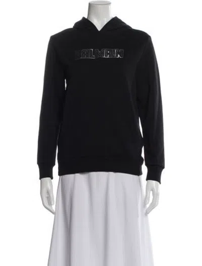 Pre-owned Balmain Graphic Print Crew Neck Sweater In Grey