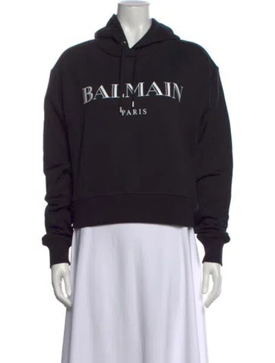 Pre-owned Balmain Graphic Print Crew Neck Sweater W/ Tags In Black
