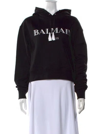 Pre-owned Balmain Graphic Print Crew Neck Sweater W/ Tags In Black