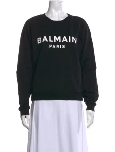 Pre-owned Balmain Graphic Print Crew Neck Sweatshirt In Black