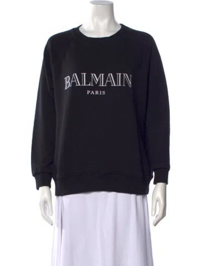 Pre-owned Balmain Graphic Print Crew Neck Sweatshirt In Black