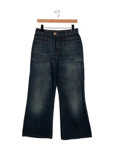 Pre-owned Balmain High-rise Flared Jeans In Blue