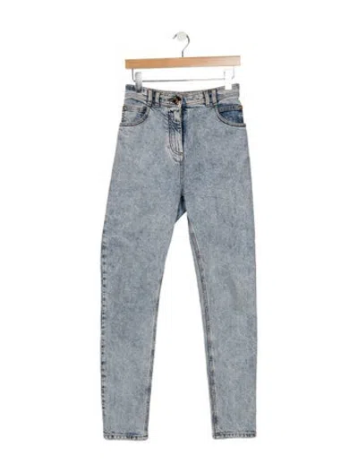 Pre-owned Balmain High-rise Straight Leg Jeans In Blue