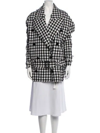 Pre-owned Balmain Houndstooth Print Coat In Black