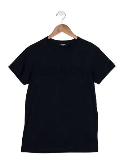 Pre-owned Balmain Kids Screen Printed Short Sleeve Shirt In Blue