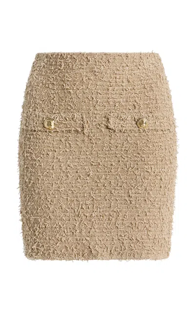 Balmain Knit Tweed Mini Skirt In Neutral