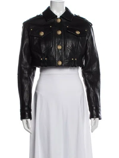 Pre-owned Balmain Lambskin Biker Jacket W/ Tags In Black