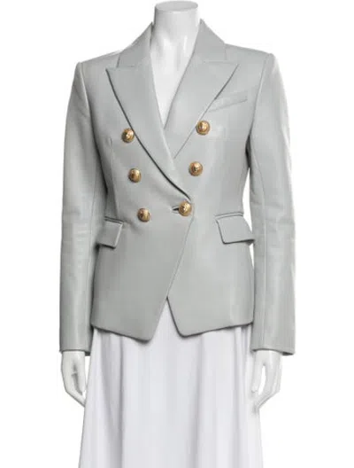 Pre-owned Balmain Lambskin Blazer In Grey