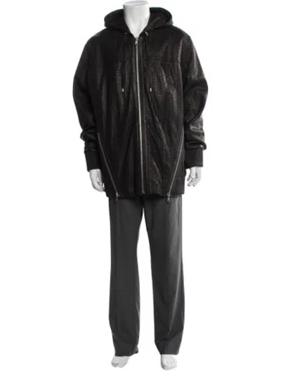 Pre-owned Balmain Lambskin Graphic Print Jacket In Black