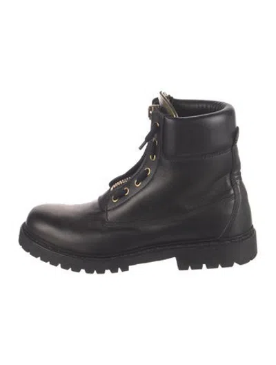 Pre-owned Balmain Leather Combat Boots In Black