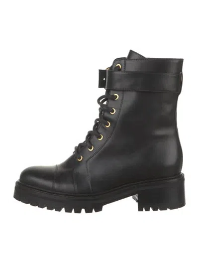 Pre-owned Balmain Leather Combat Boots In Black