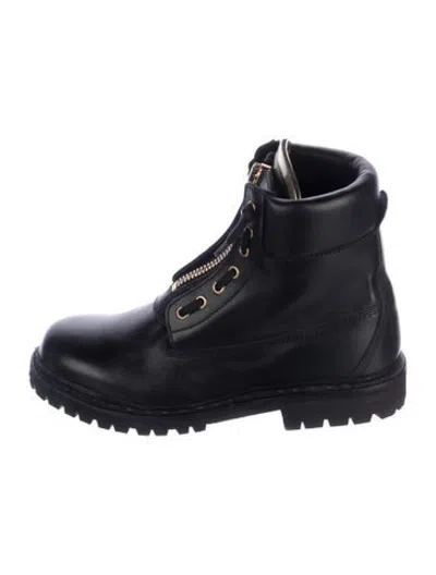 Pre-owned Balmain Leather Combat Boots In Blue
