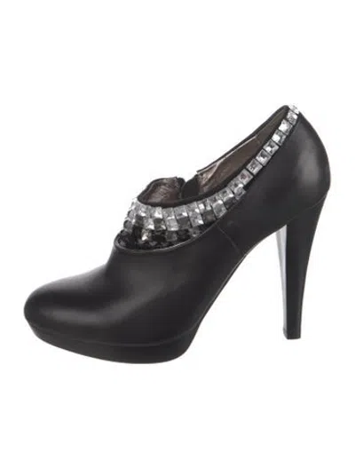 Pre-owned Balmain Leather Crystal Embellishments Pumps In Black