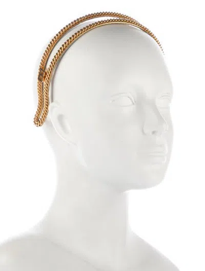Pre-owned Balmain Leather Gold Plated Logo Headband